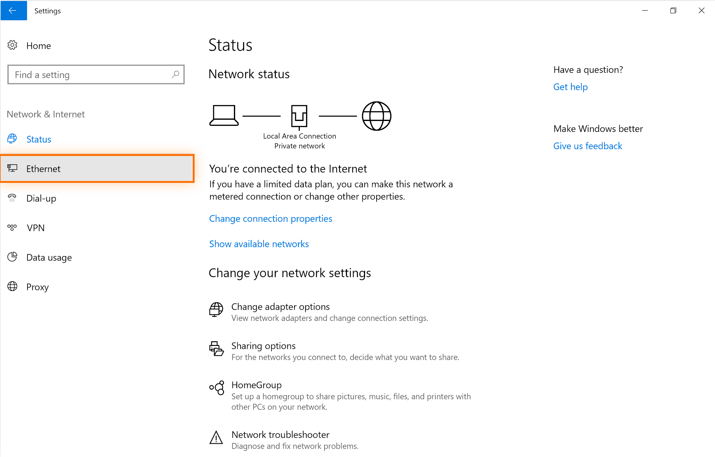 Change adapter settings