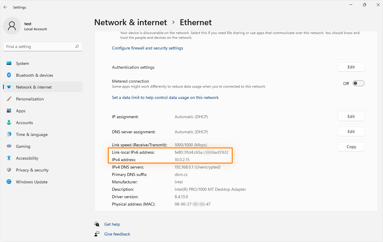 Change adapter settings