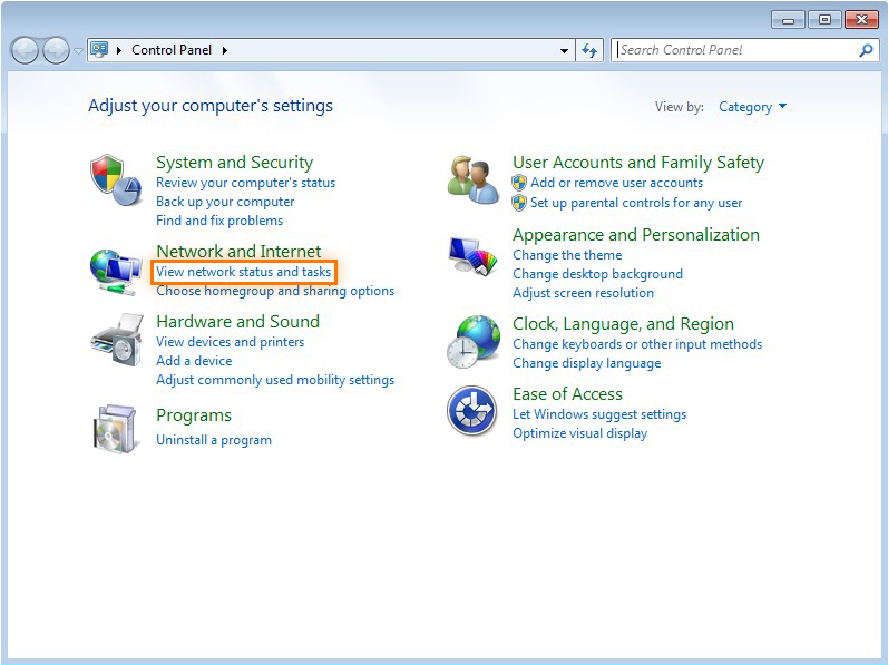 Change adapter settings