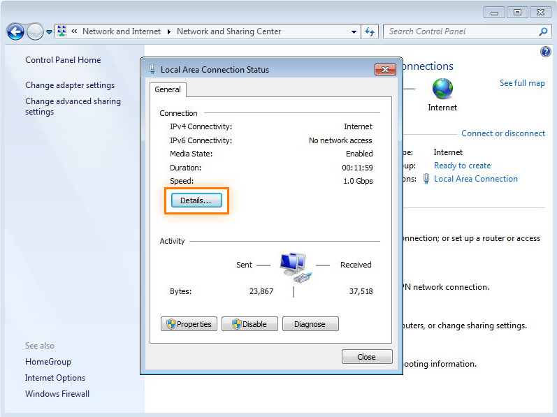 Change adapter settings