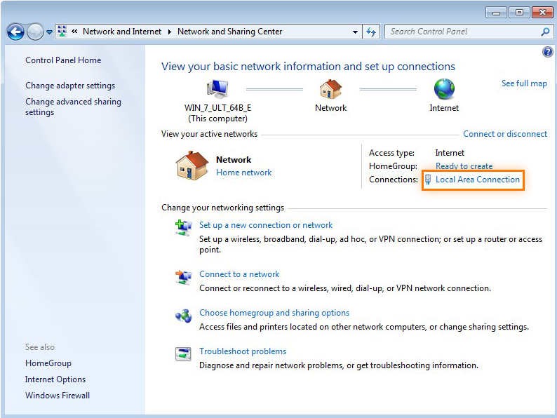 Change adapter settings