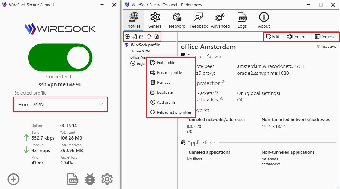 Select profile