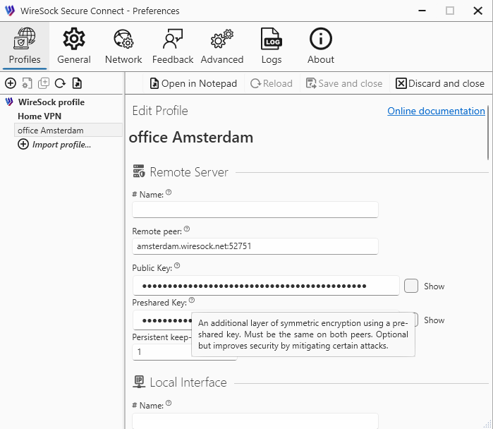Edit window