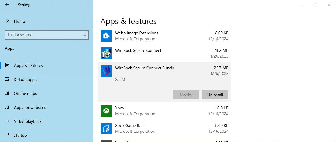 Click uninstall